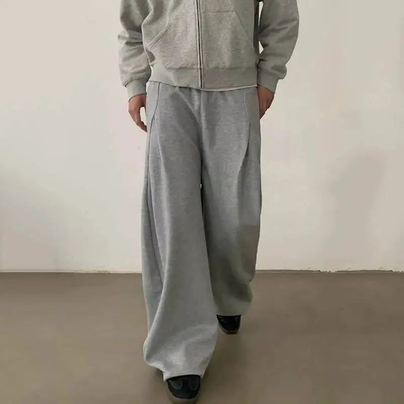Pleated Design Wide Leg Sweatpants Joggers Trousers — vista posteriore