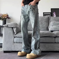 Pleated Slight Flare Baggy Jeans — vista posteriore