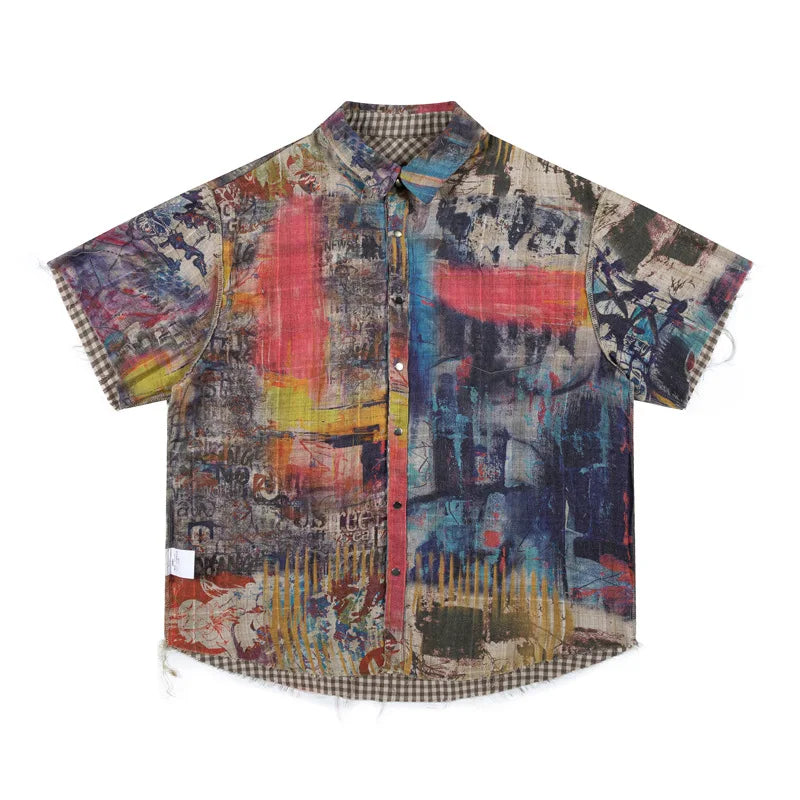 Pocket Plaid Reversible Short Sleeve Shirt — dettaglio della stampa
