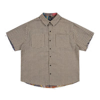 Pocket Plaid Reversible Short Sleeve Shirt — vista frontale