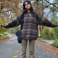 Preppy Grunge Striped Knitted Sweater — dettaglio