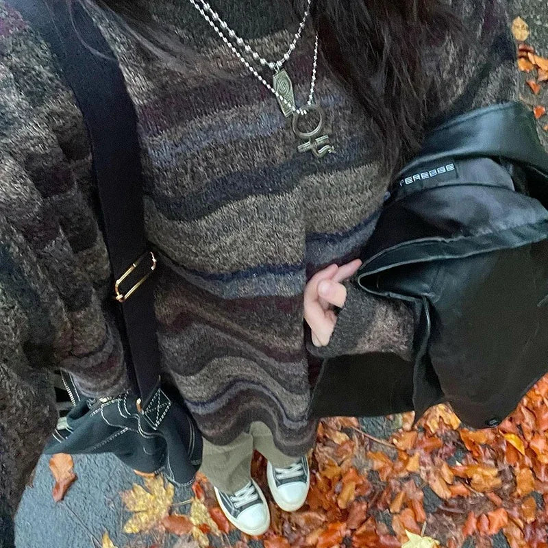 Preppy Grunge Striped Knitted Sweater — in alternativa