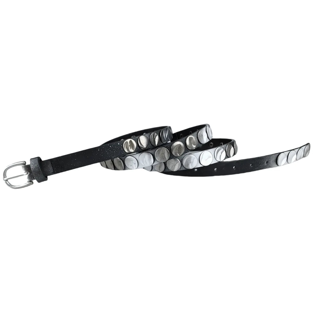 Punk Double Loop Studded Leather Belt — vista posteriore