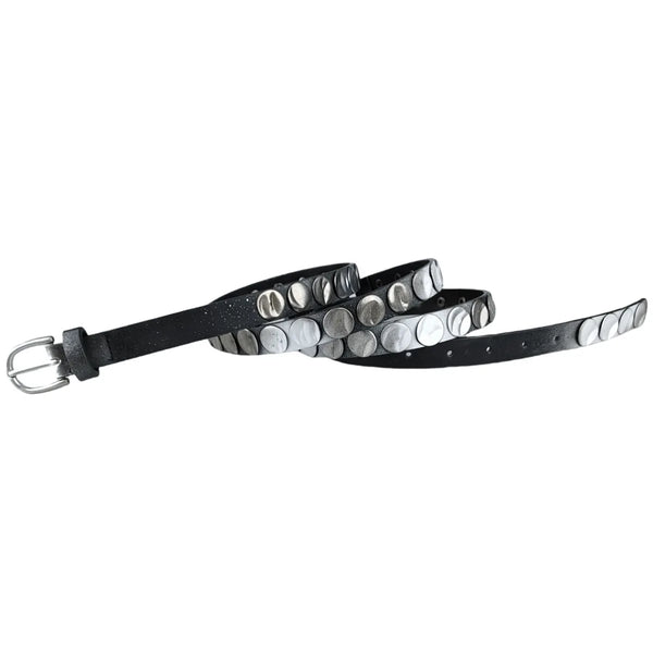 Y2K Punk Double Loop Studded Leather Belt