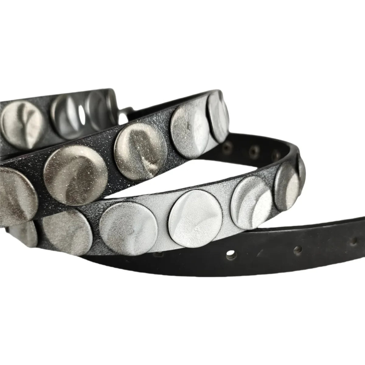 Punk Double Loop Studded Leather Belt — dettaglio