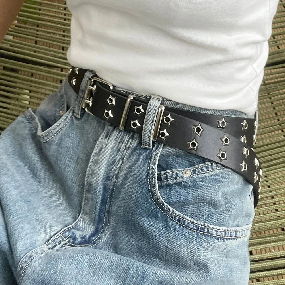 Punk Star Rivet PU Leather Belt — vista laterale