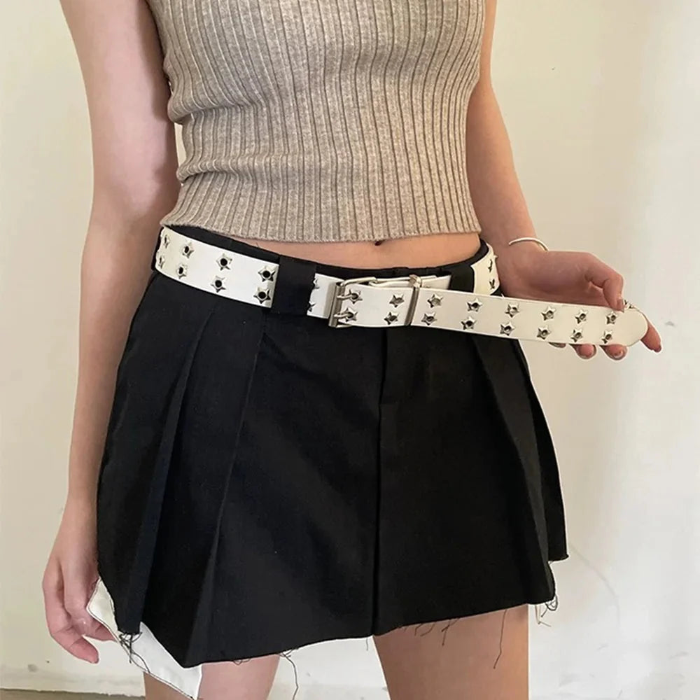 Punk Star Rivet PU Leather Belt — dettaglio del tessuto