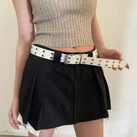 Punk Star Rivet PU Leather Belt — dettaglio del tessuto