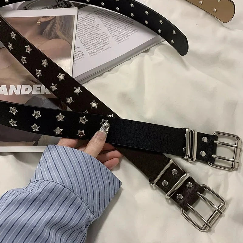 Punk Star Rivet PU Leather Belt — vista posteriore