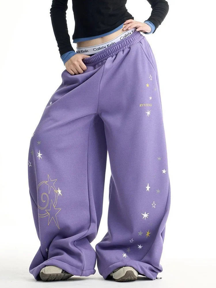 Purple Galaxy Baggy Sweatpants Joggers Trousers — dettaglio della stampa