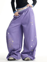 Purple Galaxy Baggy Sweatpants Joggers Trousers — dettaglio della stampa