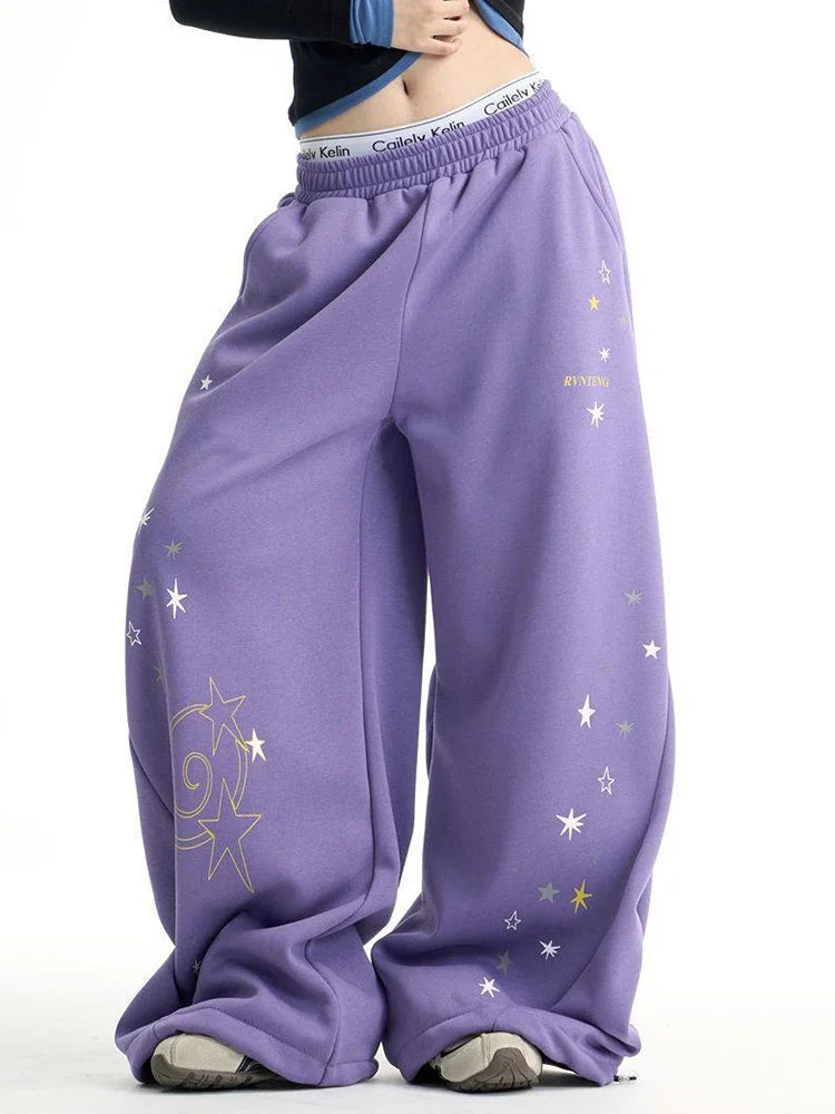 Purple Galaxy Baggy Sweatpants Joggers Trousers — vista posteriore