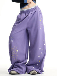 Purple Galaxy Baggy Sweatpants Joggers Trousers — vista posteriore