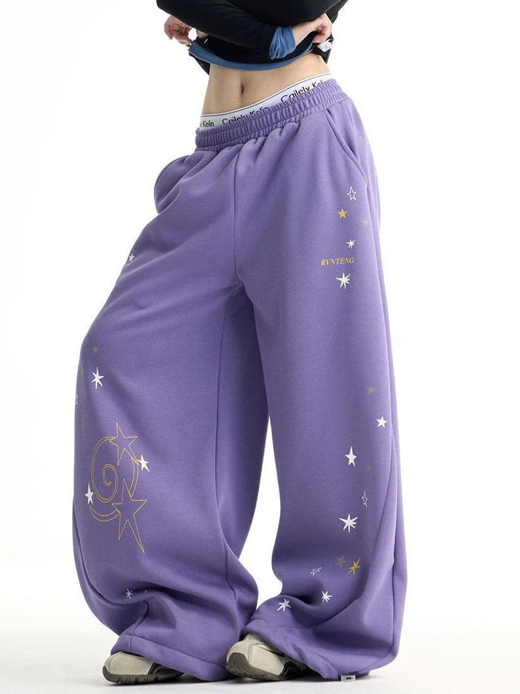 Purple Galaxy Baggy Sweatpants Joggers Trousers — vista laterale