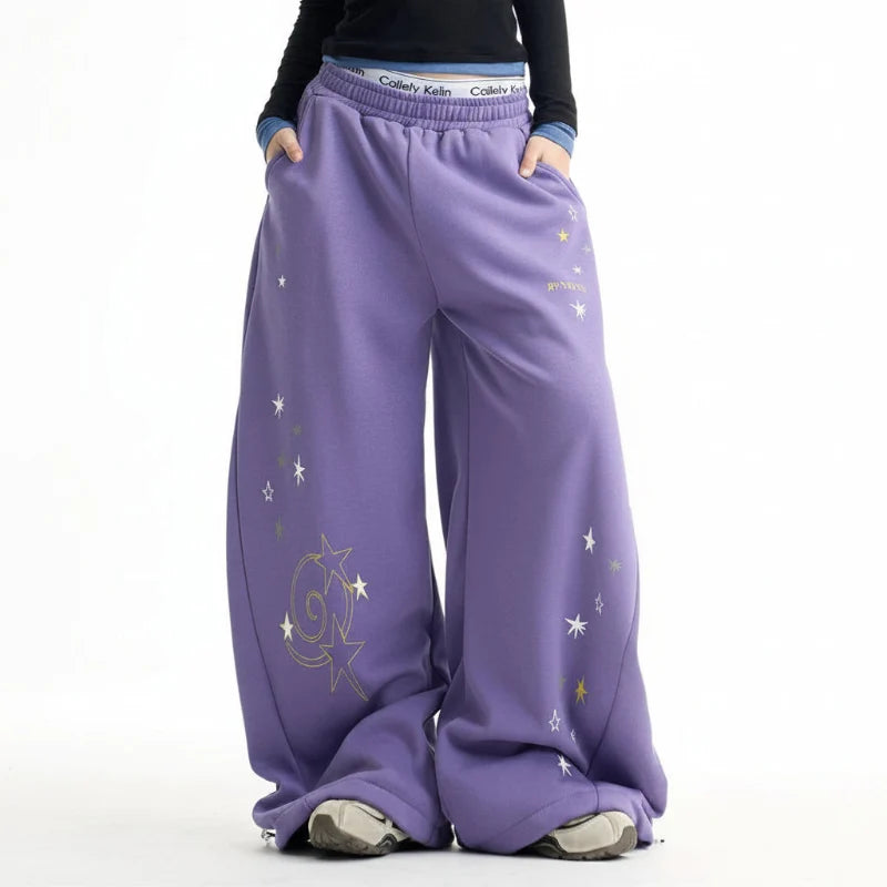 Purple Galaxy Baggy Sweatpants Joggers Trousers — vista frontale