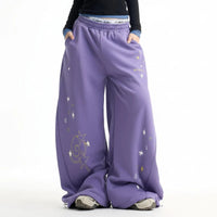 Purple Galaxy Baggy Sweatpants Joggers Trousers — vista frontale
