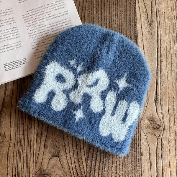 RRW Fuzzy Graphic Beanie — vista frontale