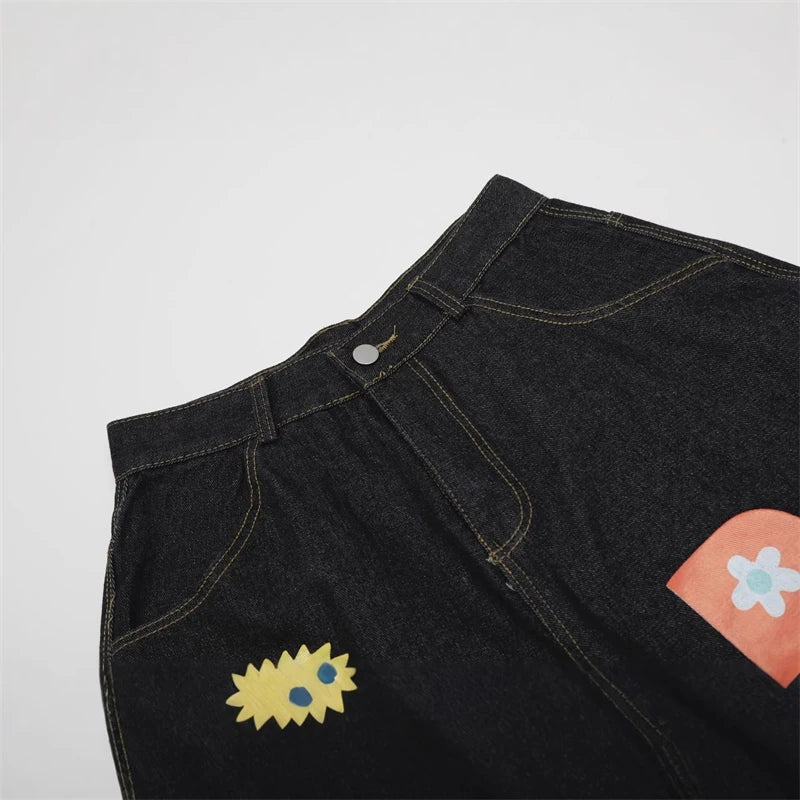 Rainbow Letter Baggy Jean Shorts Jorts — in alternativa