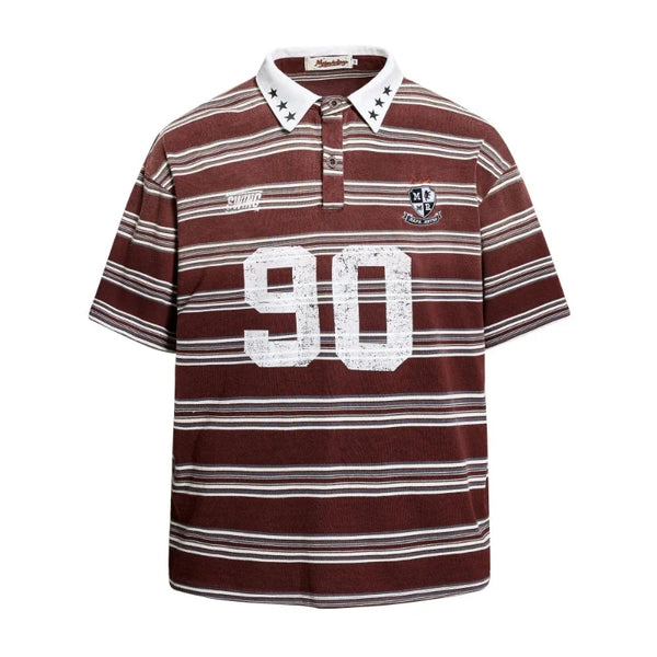 Y2K Red 90 Striped Polo Shirt