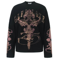 "Regal" Rivet Graphic Long Sleeve Top — vista frontale