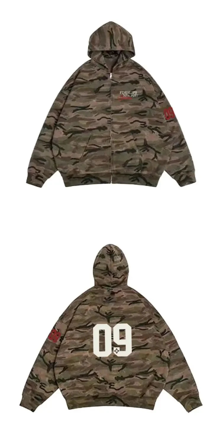 Retro Camouflage Zip Up Hoodie — in alternativa
