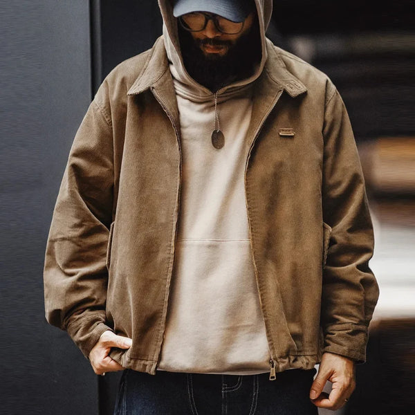 Y2K Retro Corduroy Jacket With Stand Up Collar