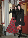 Y2K Retro French Red Plaid A-Line Maxi