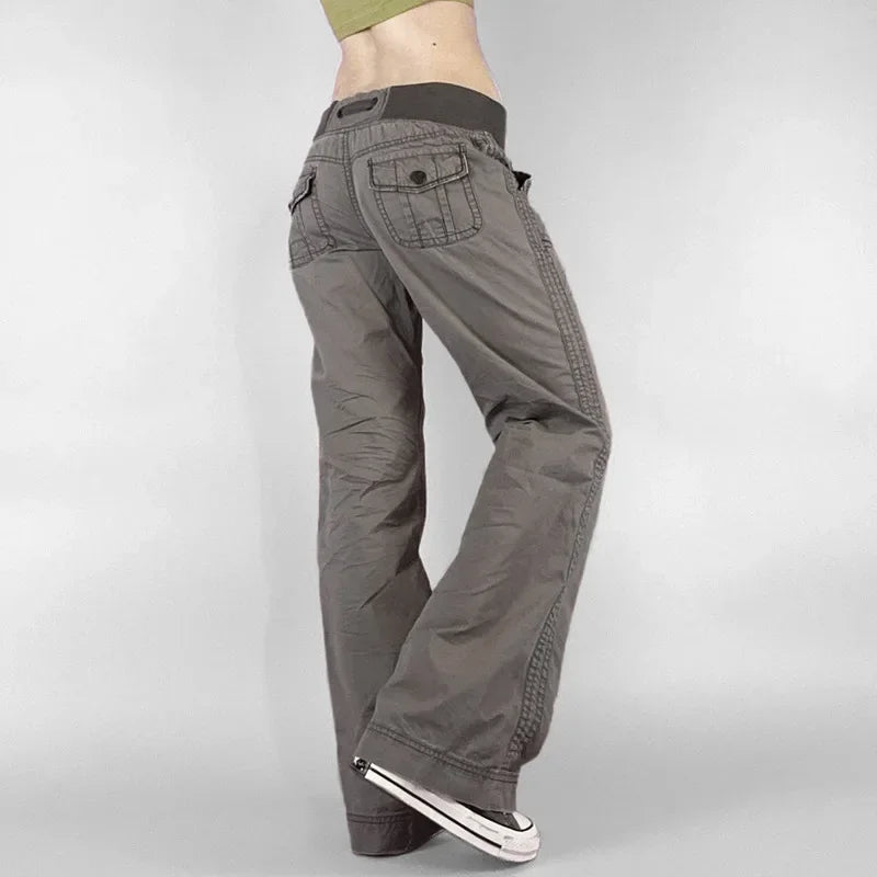 Retro Lace Up Low Rise Cargo Jeans — vista posteriore