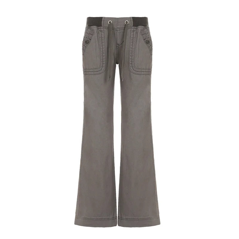 Retro Lace Up Low Rise Cargo Jeans — vista laterale