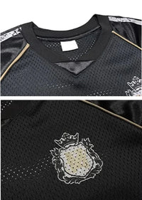 Retro Long Sleeve Printed Jersey T Shirt — dettaglio del tessuto
