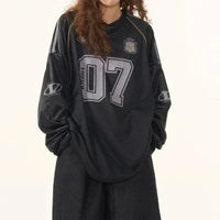 Retro Long Sleeve Printed Jersey T Shirt — vista posteriore