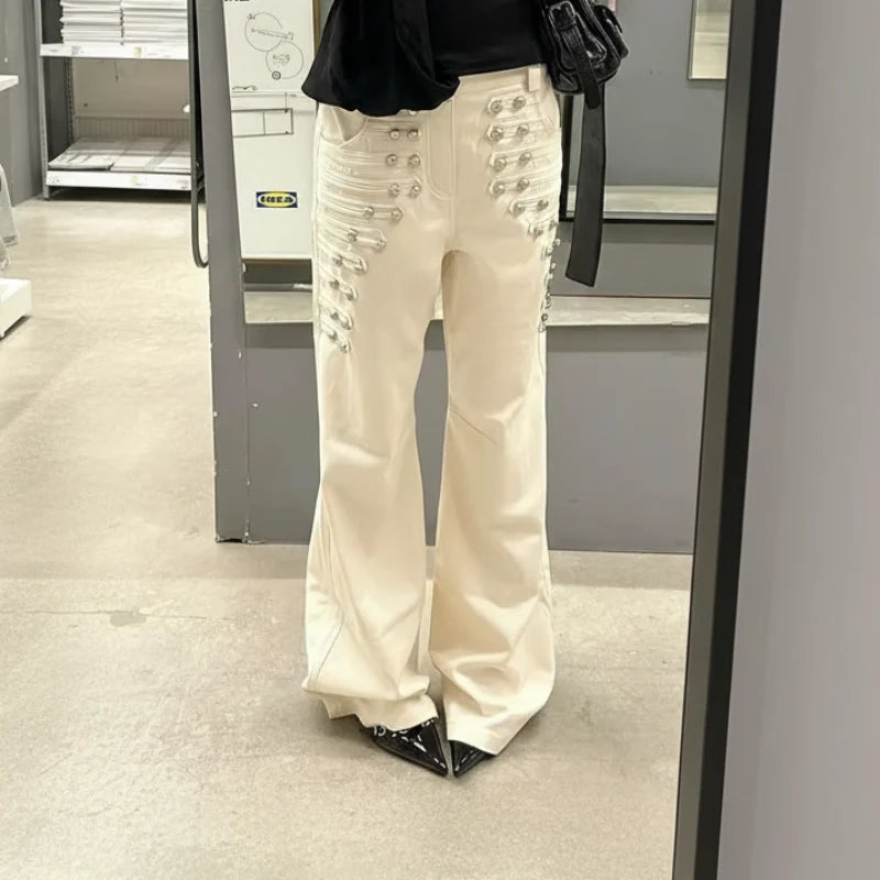 Retro Metal Buckle Design Womens Jeans — vista posteriore