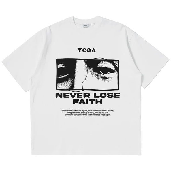 Y2K Retro "Never Lose Faith" Graphic T Shirt