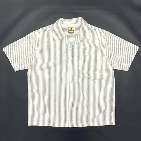 Y2K Retro Striped Short Sleeve Cuban Collar Button Down Shirt
