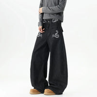 Retro Western Embroidered Baggy Barrel Jeans — dettaglio della stampa