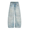 Y2K Rhinestone Distressed Baggy Denim Curved Barrel Jeans