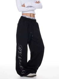 Rhinestone Graphic Sweatpants Joggers Trousers — vista laterale