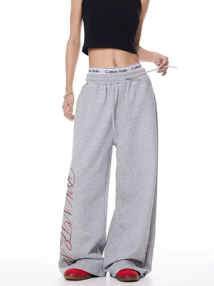Rhinestone Graphic Sweatpants Joggers Trousers — dettaglio del tessuto