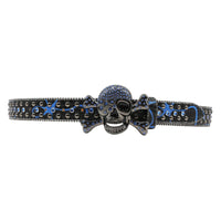 Rhinestone Skull Studded Buckle Belt — dettaglio del tessuto
