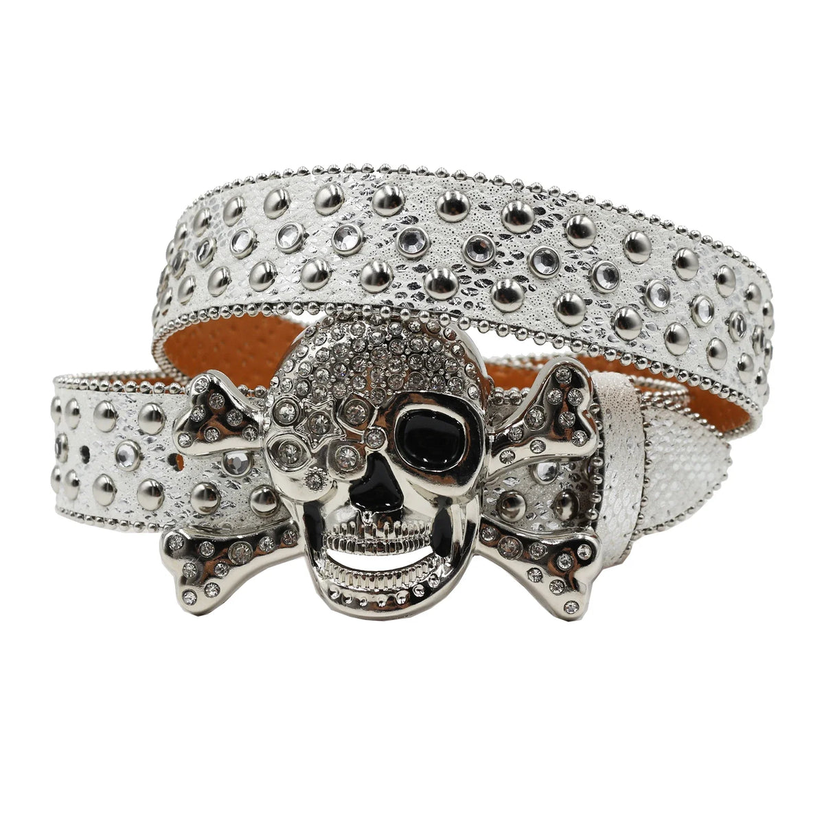 Rhinestone Skull Studded Buckle Belt — vista posteriore