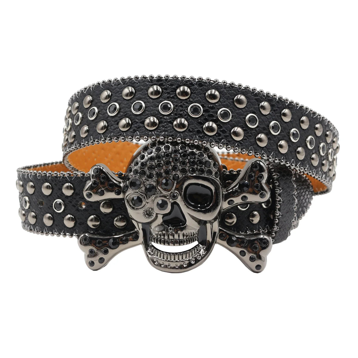 Rhinestone Skull Studded Buckle Belt — dettaglio della stampa