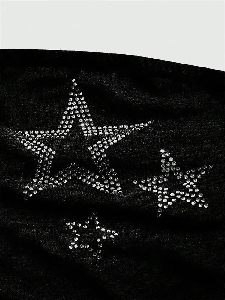 Rhinestone Star Graphic Bandeau Tube Top — vista posteriore