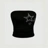 Y2K Rhinestone Star Graphic Bandeau Tube Top