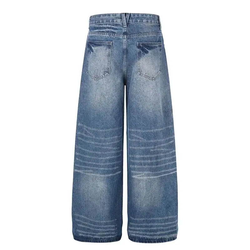 Rhinestone Stars Distressed Wide Leg Denim Jeans — dettaglio