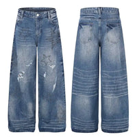 Rhinestone Stars Distressed Wide Leg Denim Jeans — in alternativa