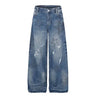 Y2K Rhinestone Stars Distressed Wide Leg Denim Jeans