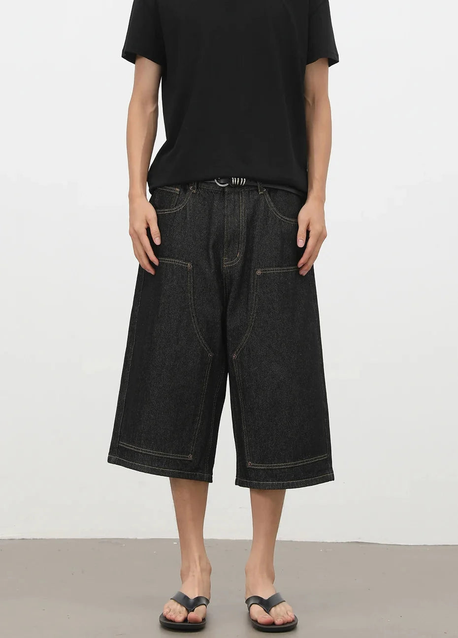 Rivet Carpenter Denim Shorts Jorts — vista laterale