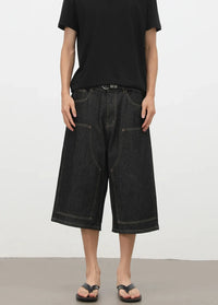 Rivet Carpenter Denim Shorts Jorts — vista laterale