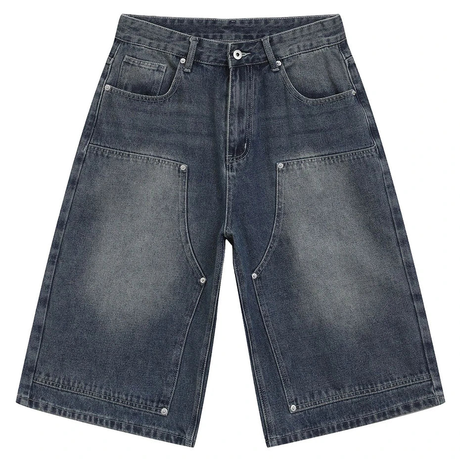 Rivet Carpenter Denim Shorts Jorts — vista frontale