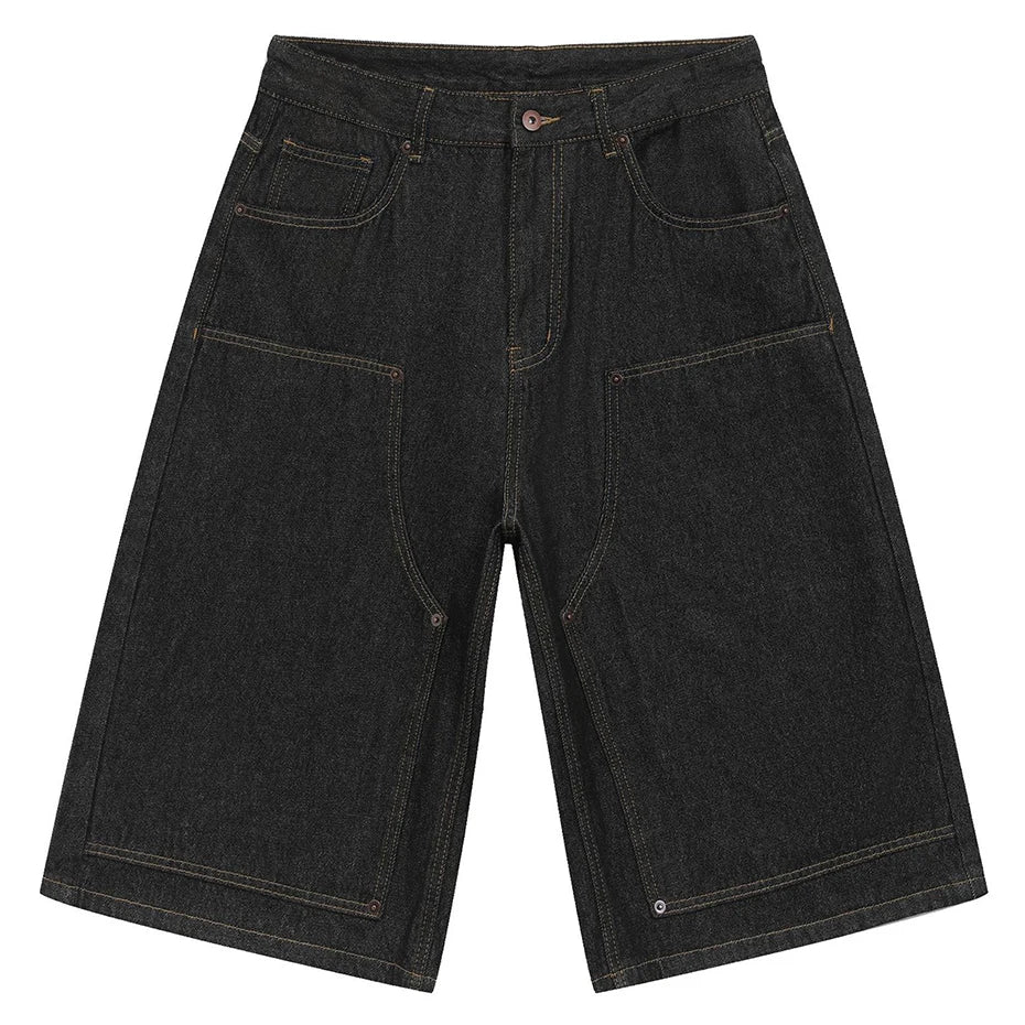Rivet Carpenter Denim Shorts Jorts — vista posteriore